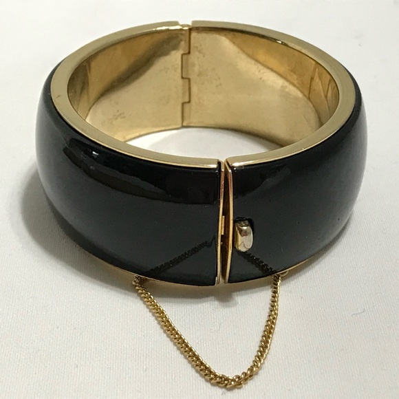 Vintage Black Enamel Bangle Bracelet - Picture 3 of 6